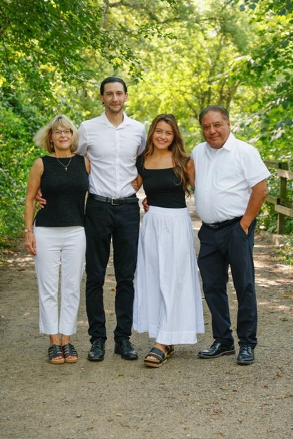 Mary Gunn with family and supporters outdoors